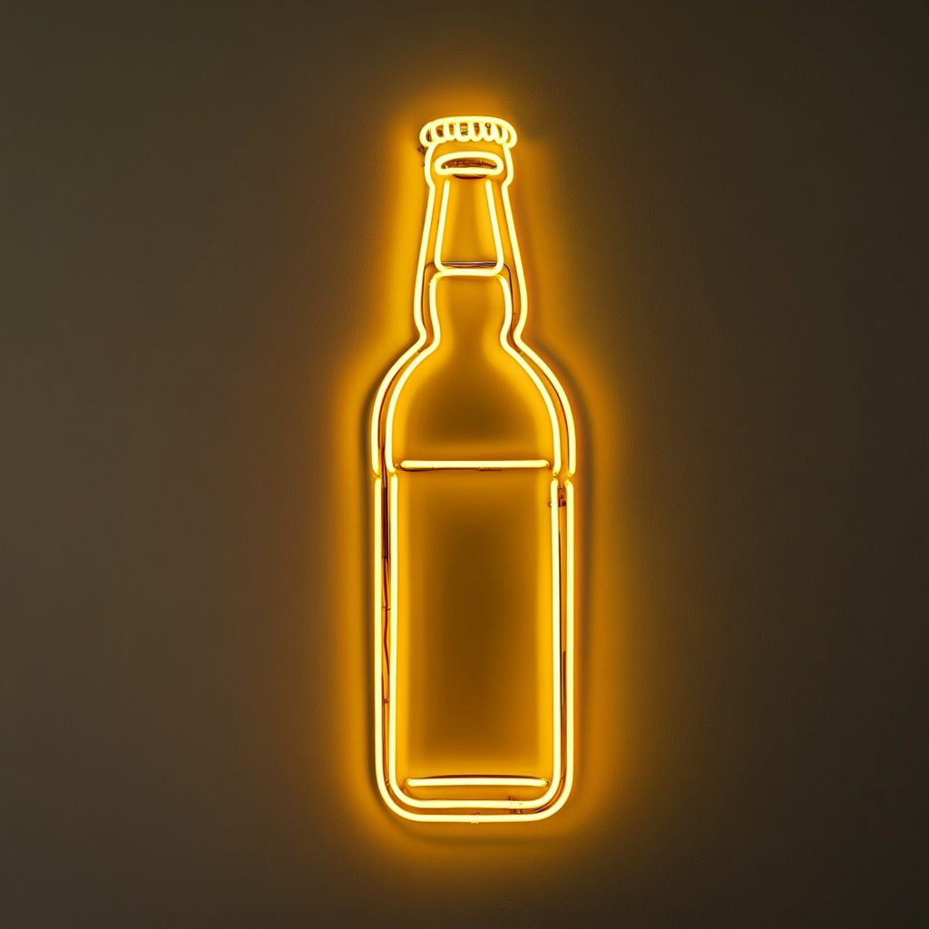 Beer Bottle - Yellow Neon Sign, 18 Inches