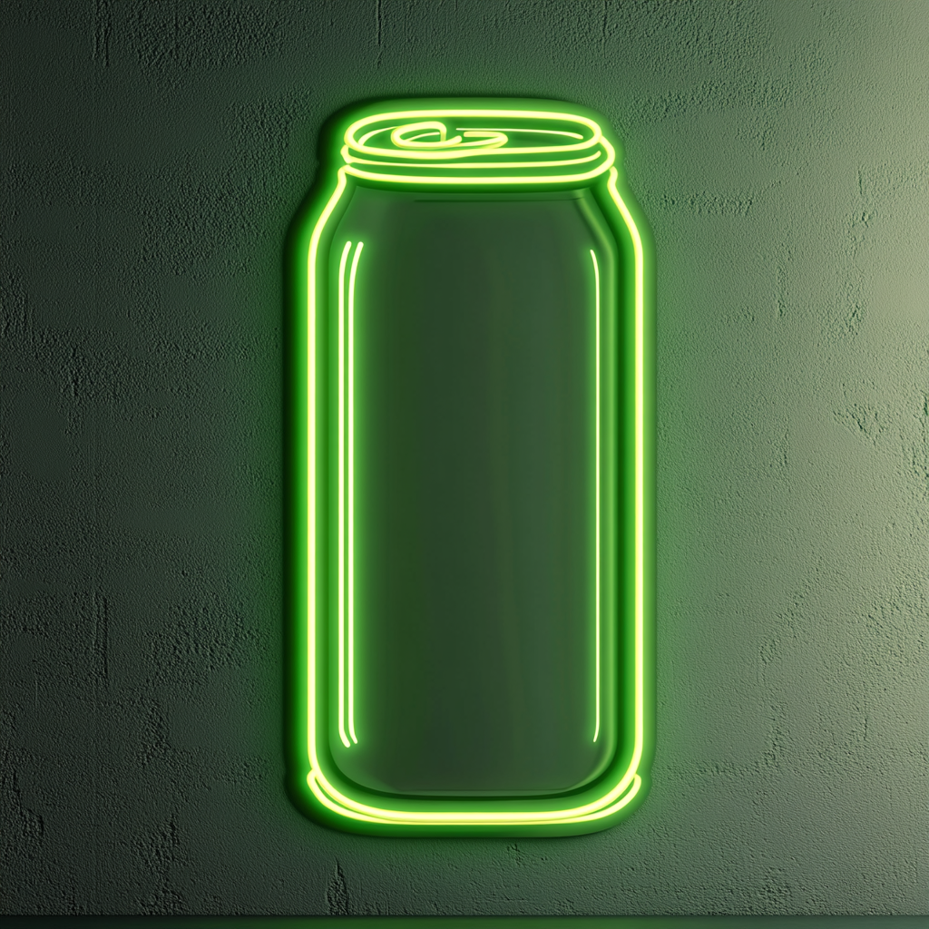 Beer Can with Pull Tab - Green Neon Sign, 18 Inches