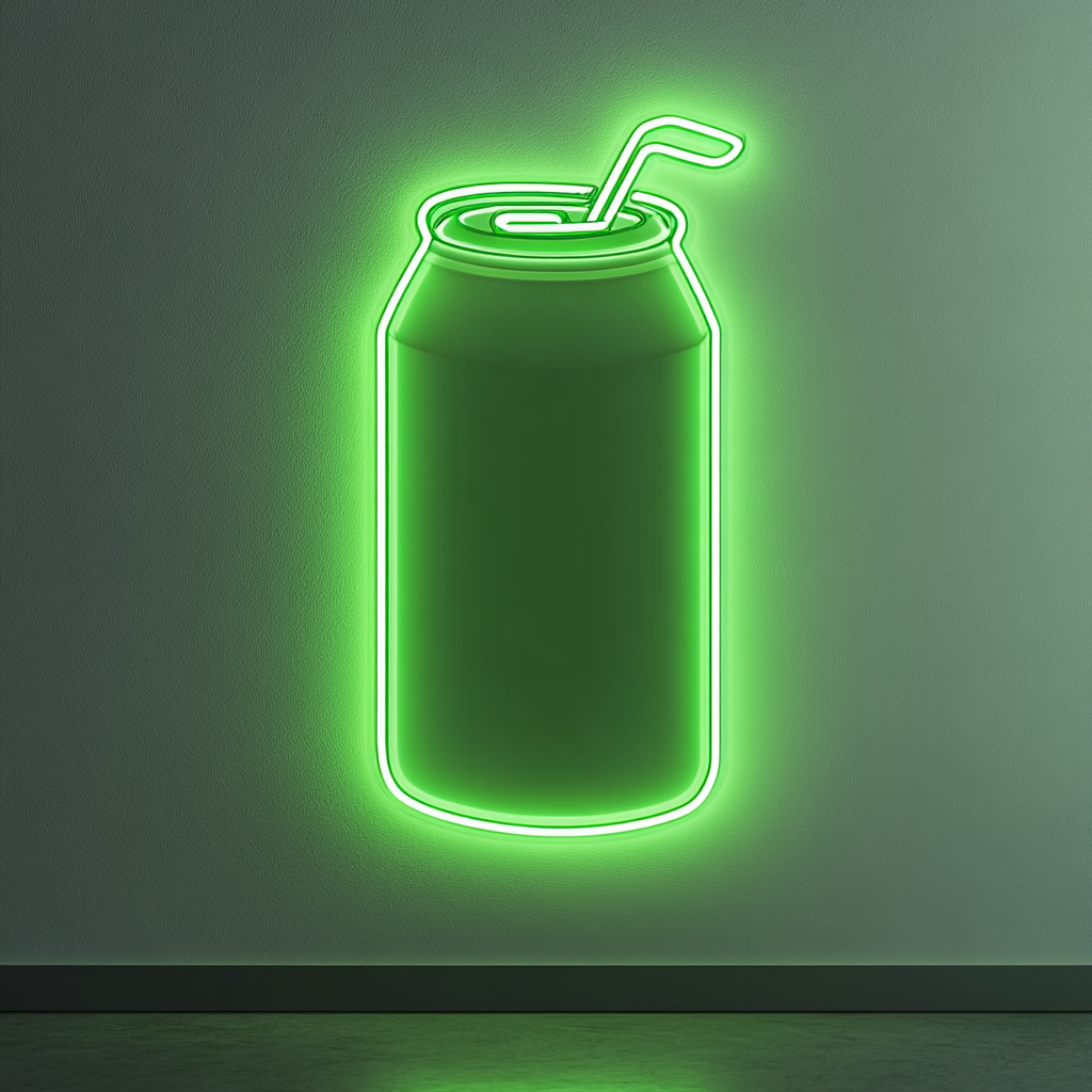 Beer Can with Pull Tab - Green Neon Sign, 18 Inches