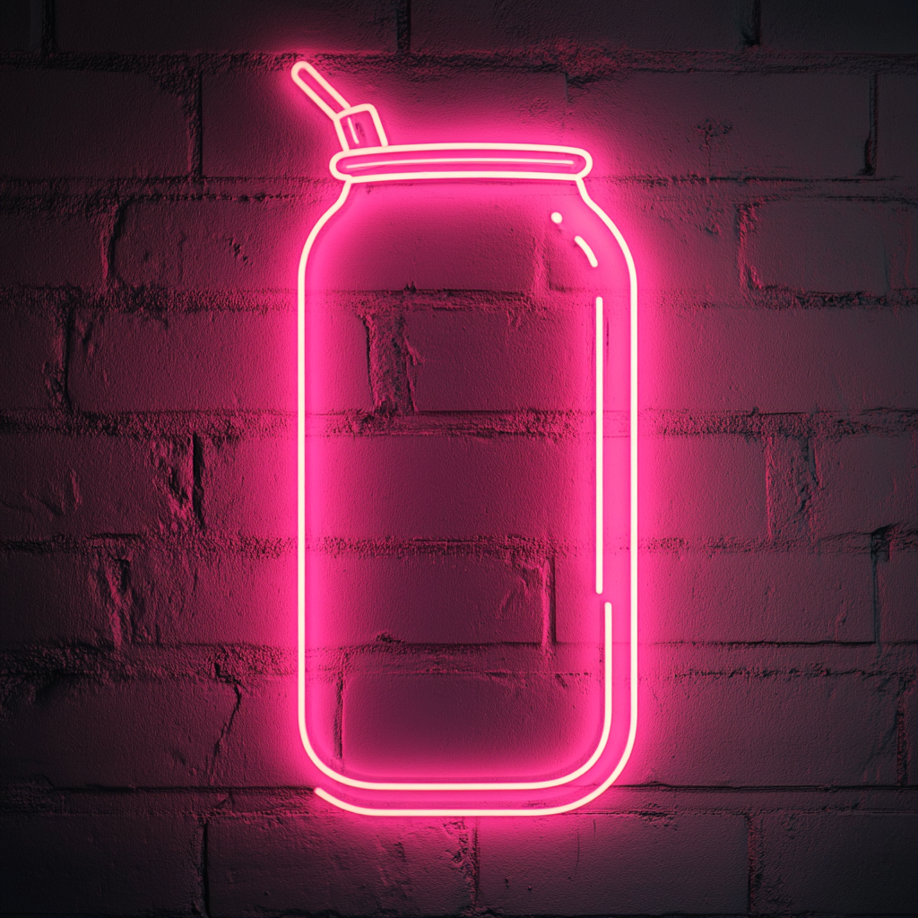 Beer Can with Pull Tab - Pink Neon Sign, 18 Inches