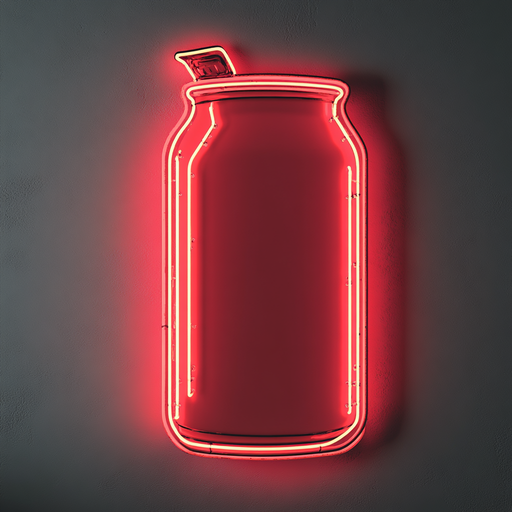 Beer Can with Pull Tab - Red Neon Sign, 18 Inches