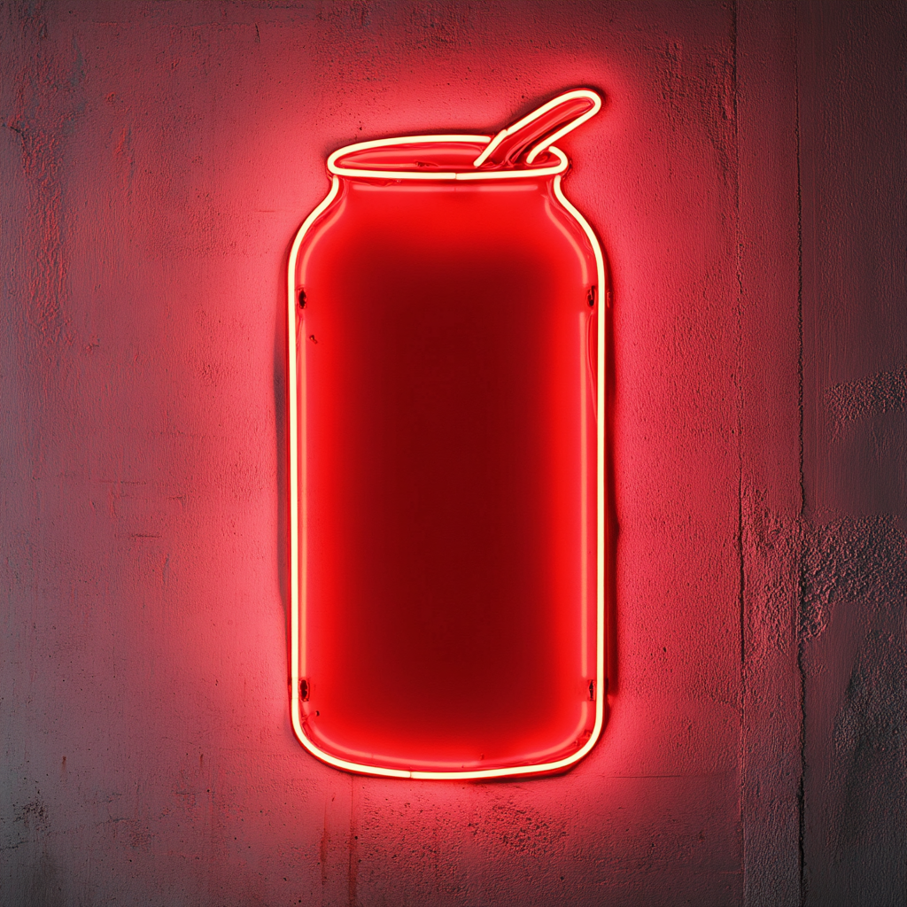 Beer Can with Pull Tab - Red Neon Sign, 24 Inches