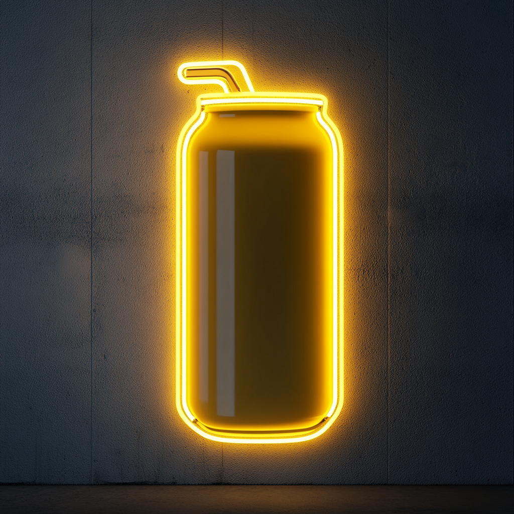 Beer Can with Pull Tab - Yellow Neon Sign, 24 Inches