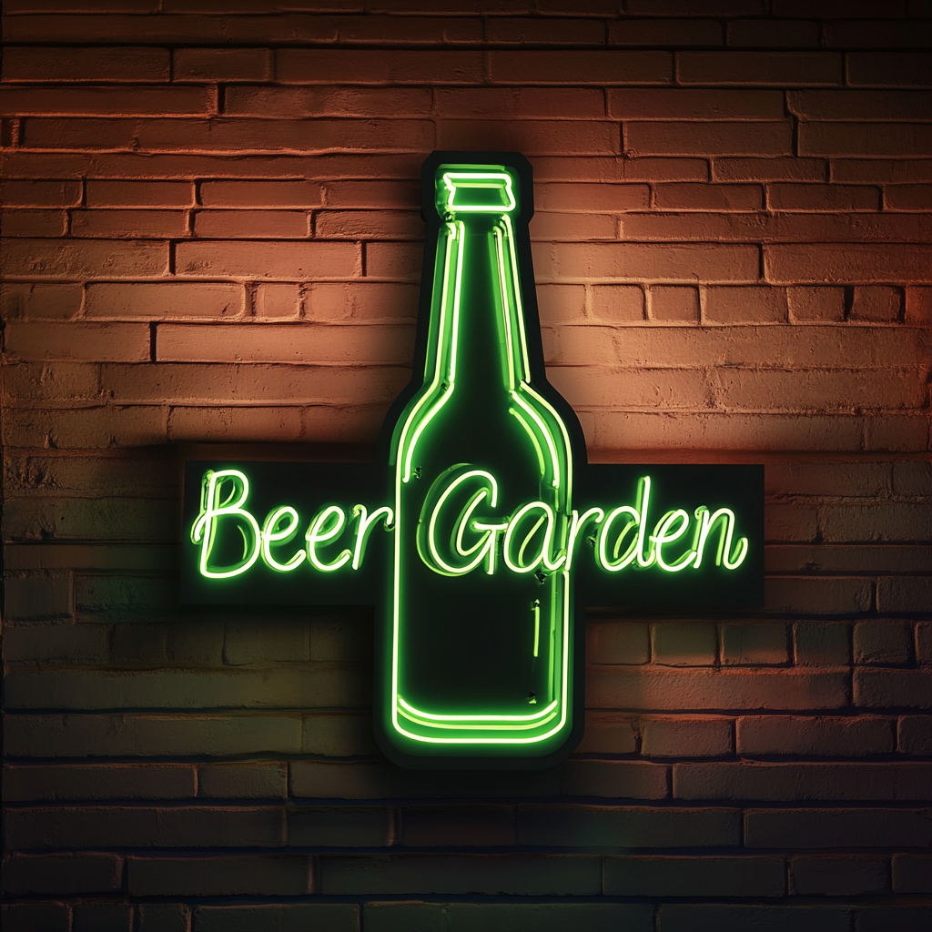 "Beer Garden" - Green Neon Sign, 24 Inches