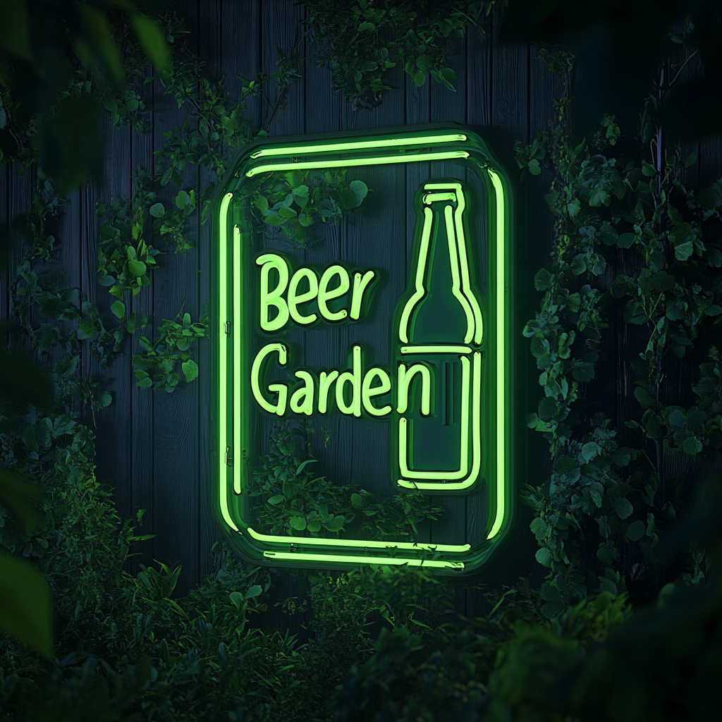 "Beer Garden" - Green Neon Sign, 24 Inches