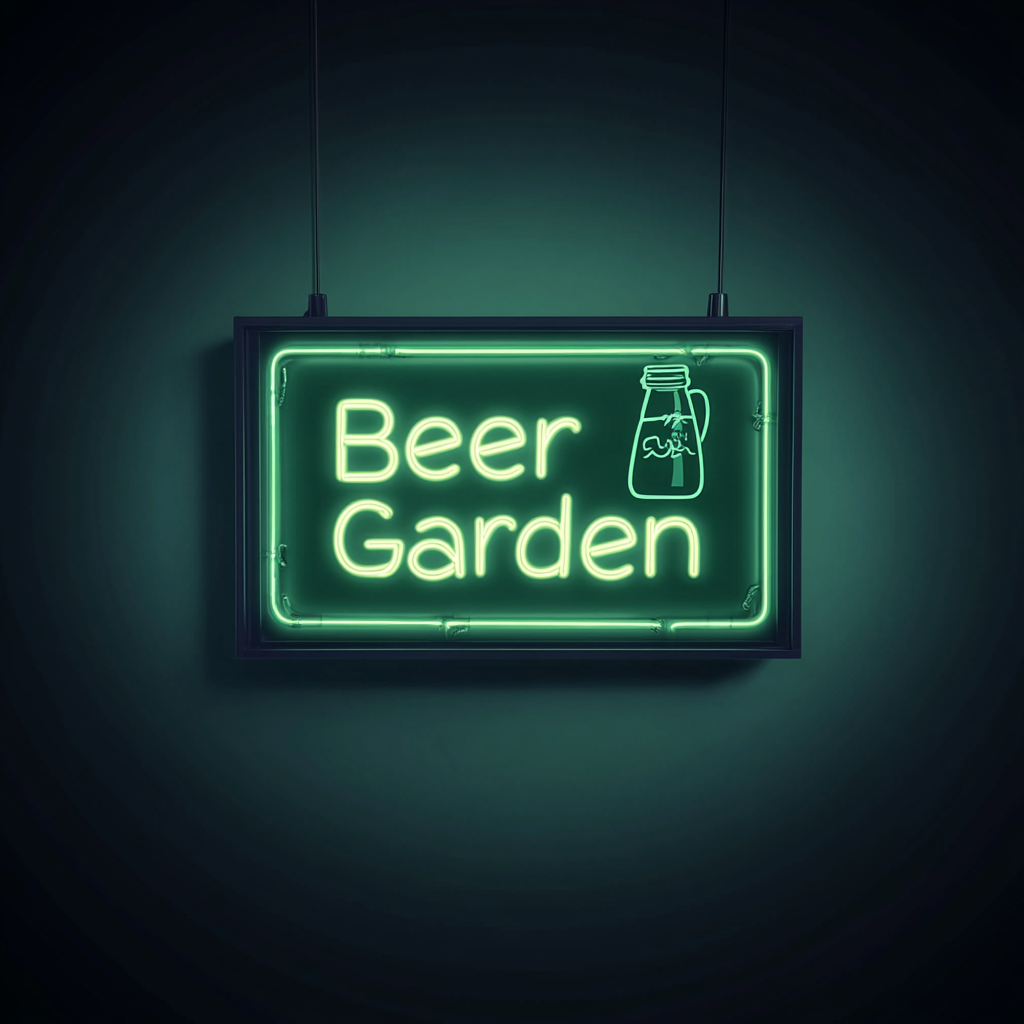 "Beer Garden" - Green Neon Sign, 24 Inches