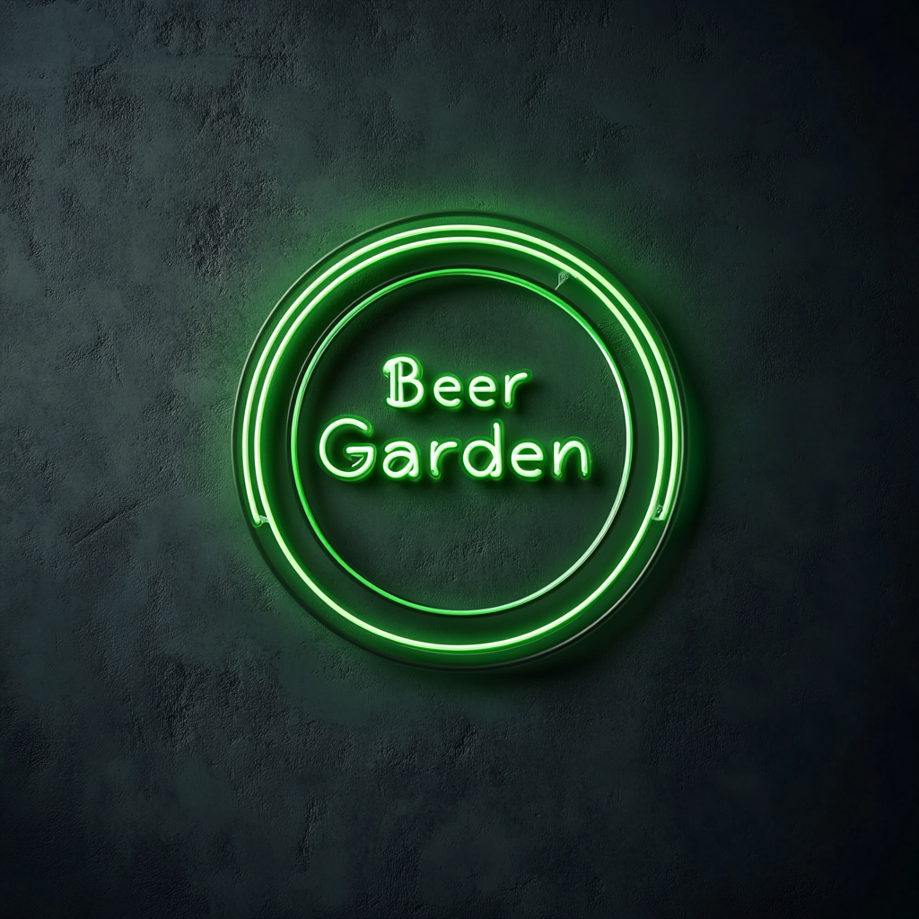 "Beer Garden" - Green Neon Sign, 24 Inches