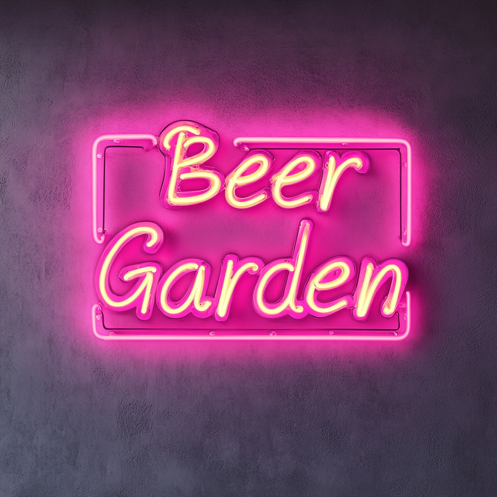 "Beer Garden" - Pink Neon Sign, 18 Inches