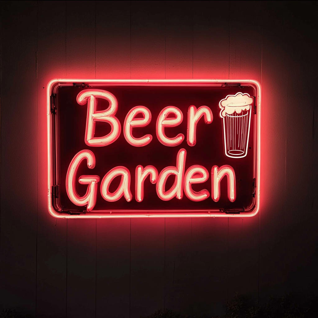"Beer Garden" - Red Neon Sign, 18 Inches