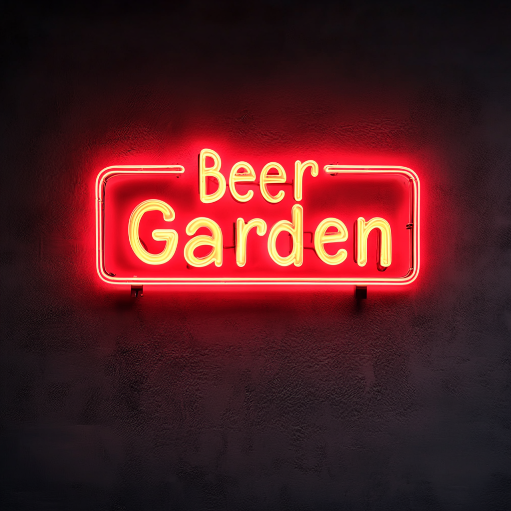 "Beer Garden" - Red Neon Sign, 18 Inches