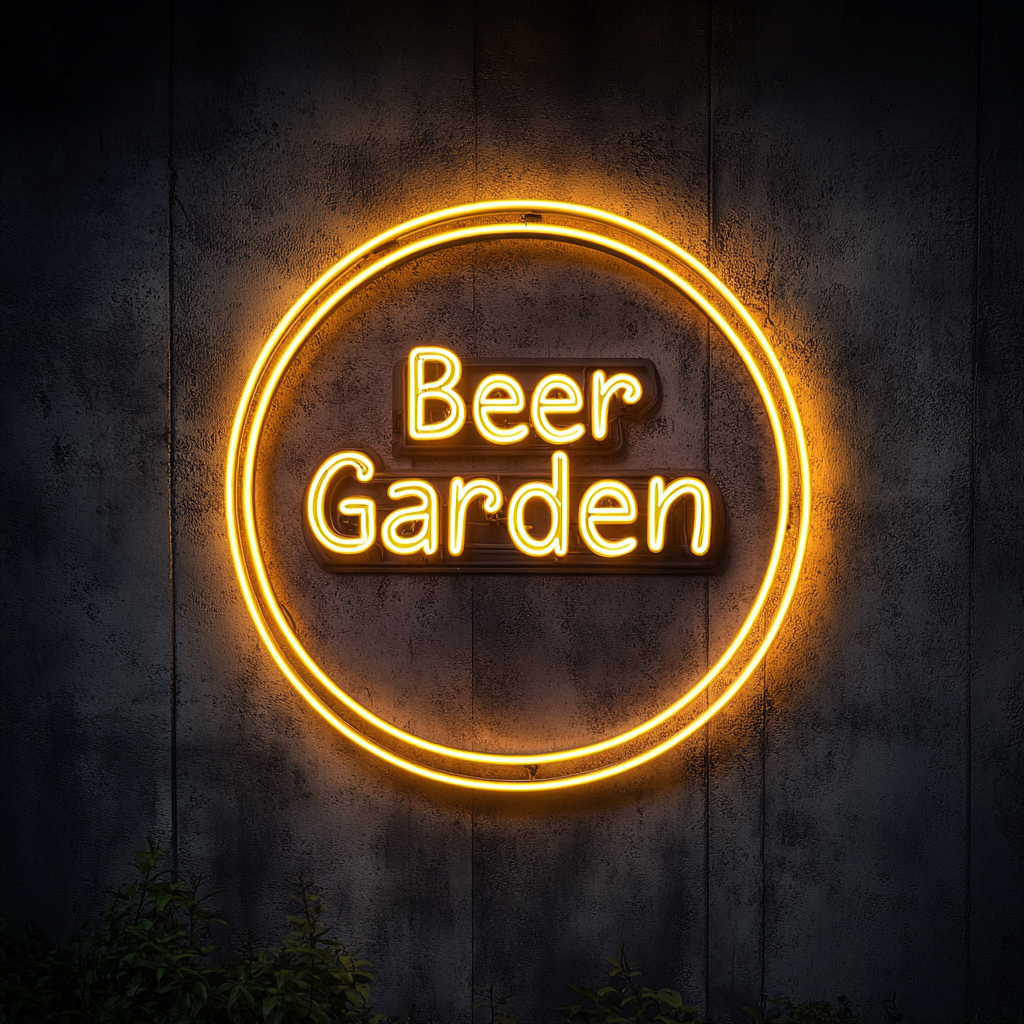 "Beer Garden" - Yellow Neon Sign, 18 Inches