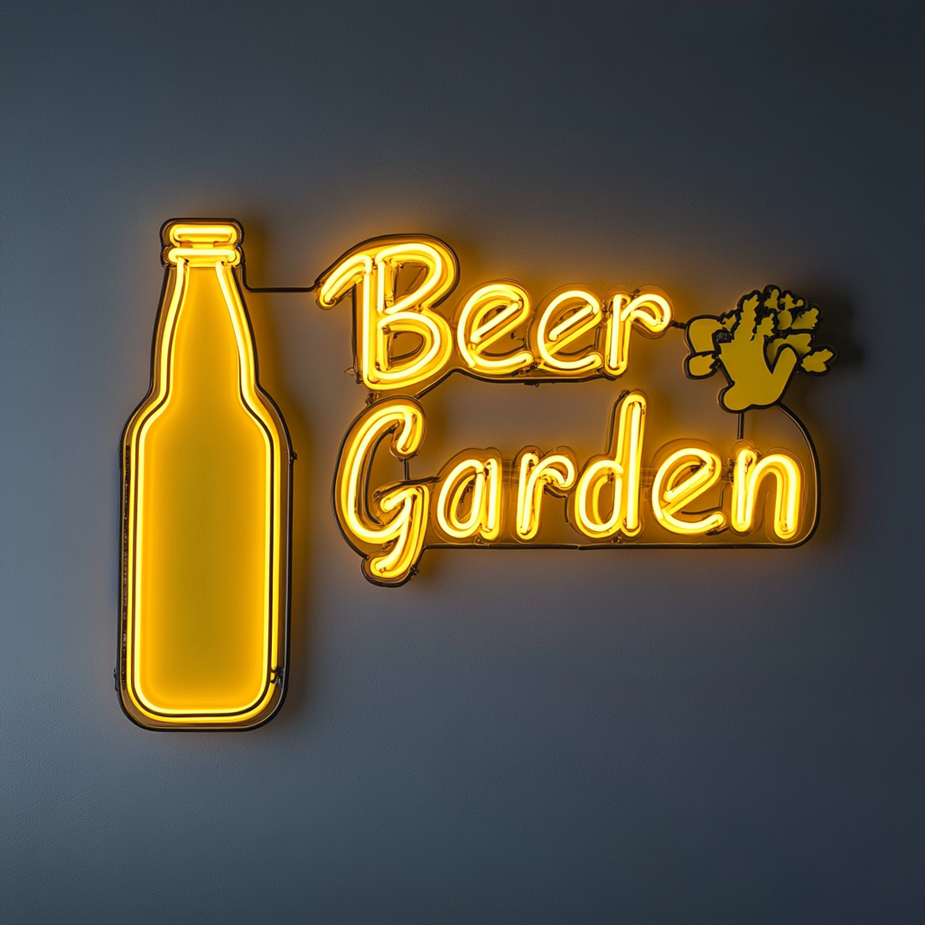 "Beer Garden" - Yellow Neon Sign, 18 Inches