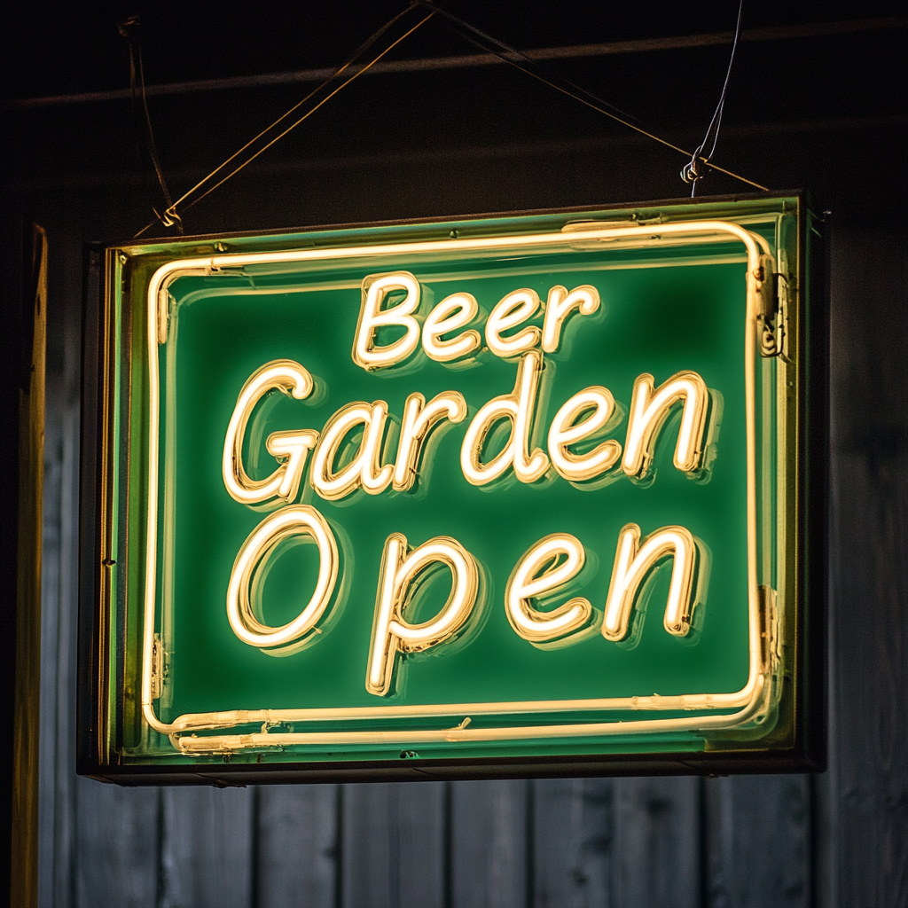 "Beer Garden Open" - Green Neon Sign, 24 Inches