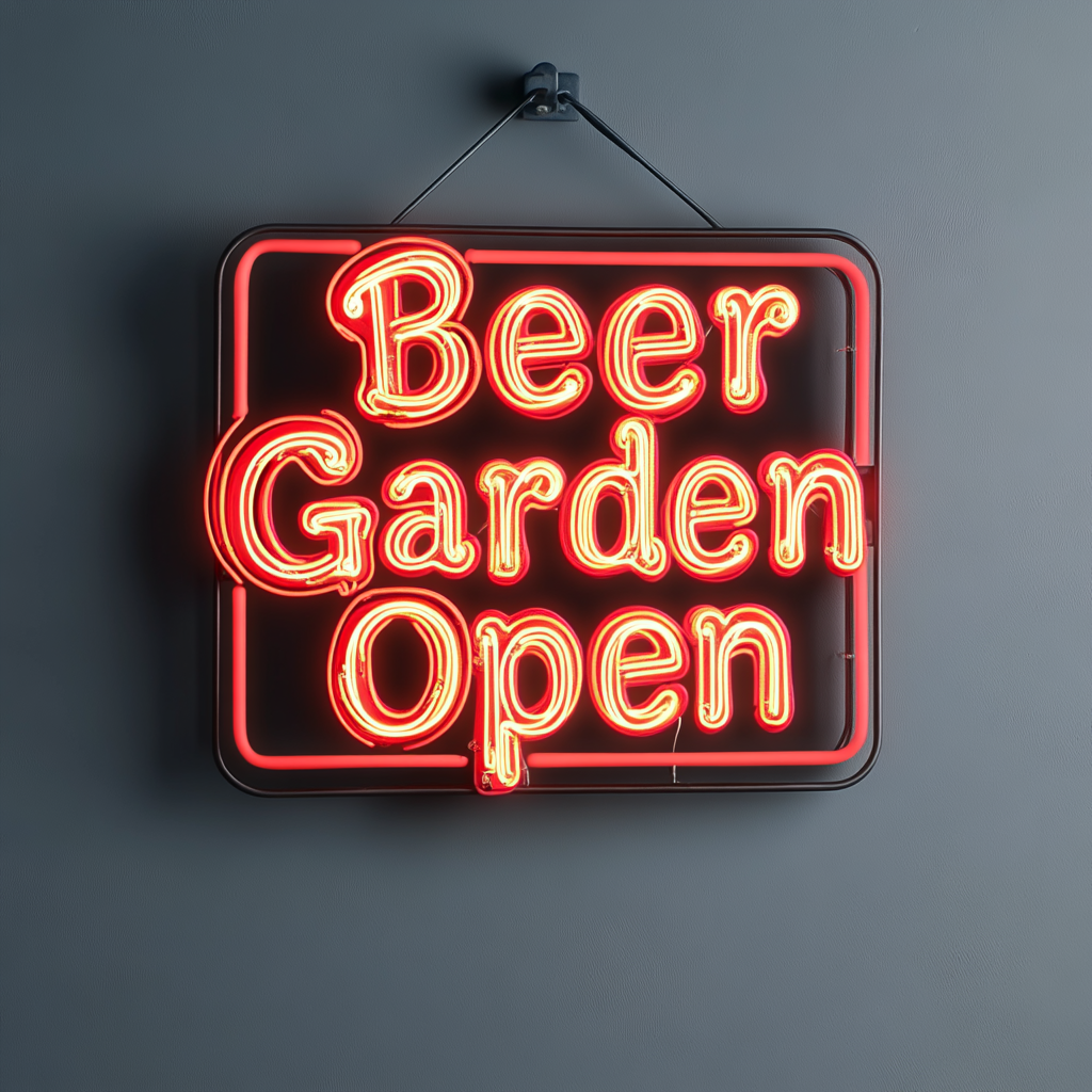 "Beer Garden Open" - Red Neon Sign, 24 Inches