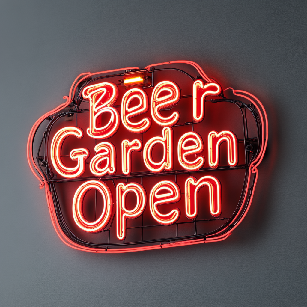 "Beer Garden Open" - Red Neon Sign, 24 Inches