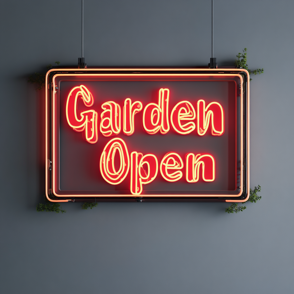 "Beer Garden Open" - Red Neon Sign, 24 Inches