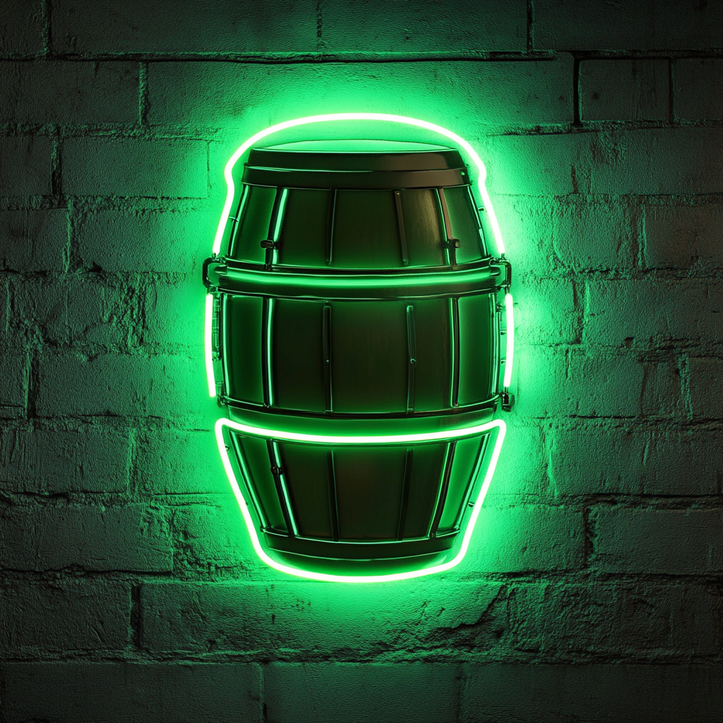 Beer Keg - Green Neon Sign, 18 Inches
