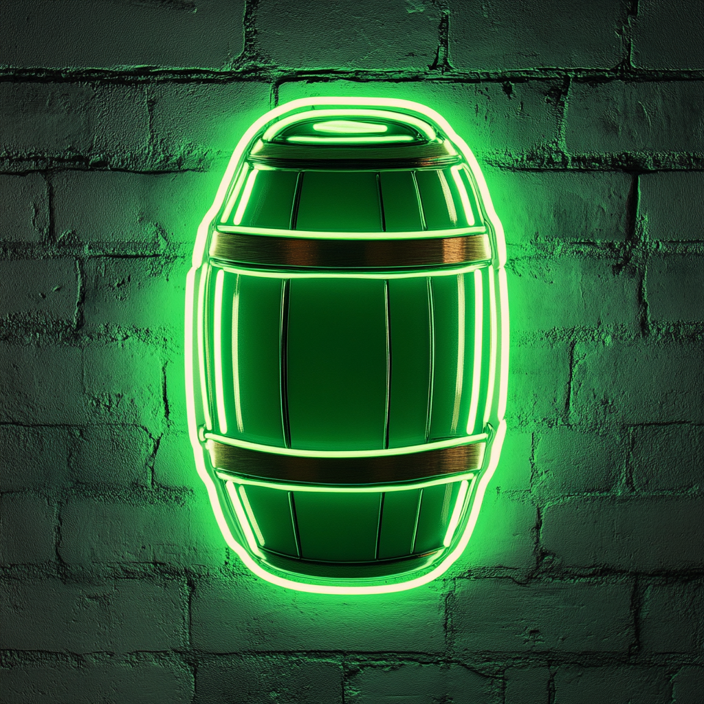 Beer Keg - Green Neon Sign, 18 Inches