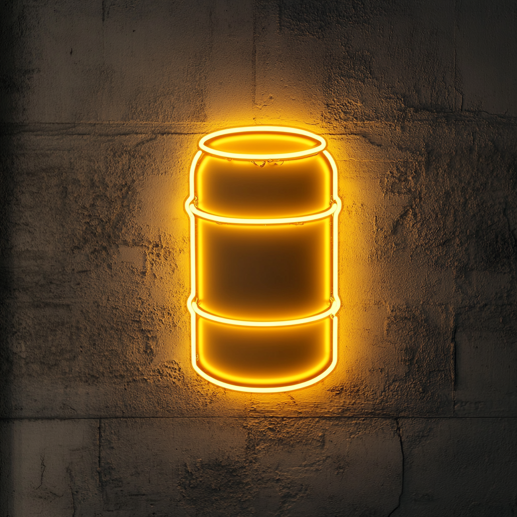 Beer Keg - Yellow Neon Sign, 18 Inches