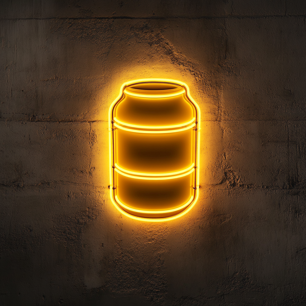 Beer Keg - Yellow Neon Sign, 18 Inches