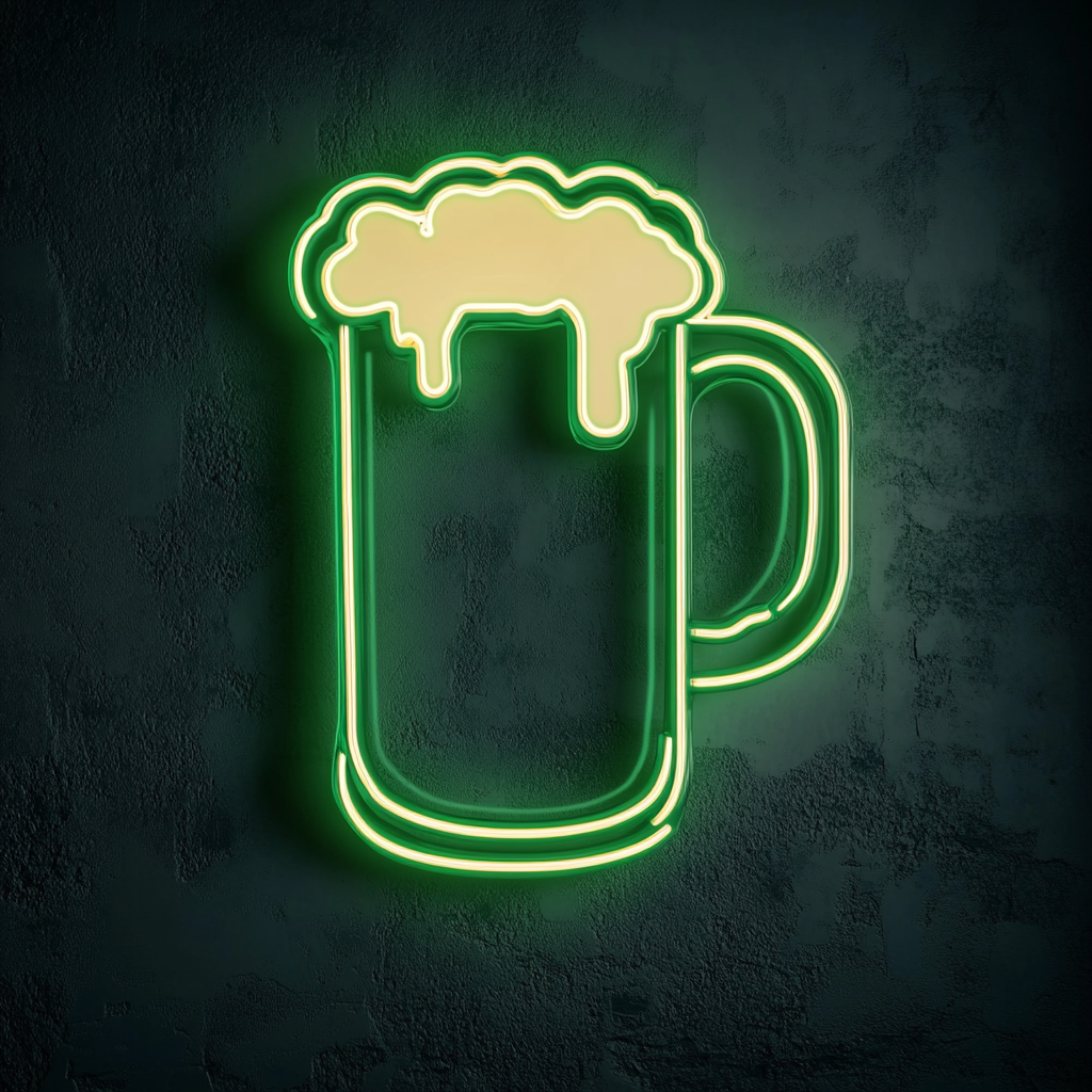 Beer Mug with Handle - Green Neon Sign, 18 Inches