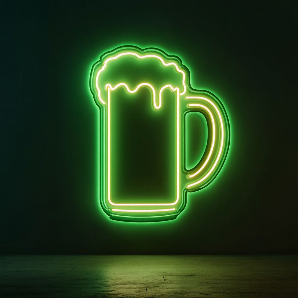 Beer Mug with Handle - Green Neon Sign, 18 Inches