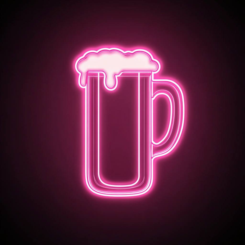 Beer Mug with Handle - Pink Neon Sign, 24 Inches