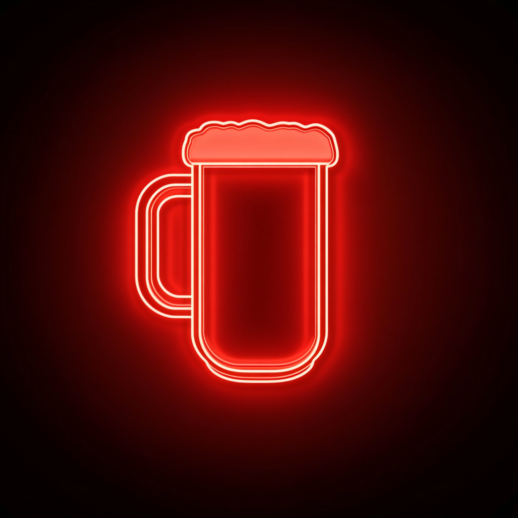 Beer Mug with Handle - Red Neon Sign, 18 Inches