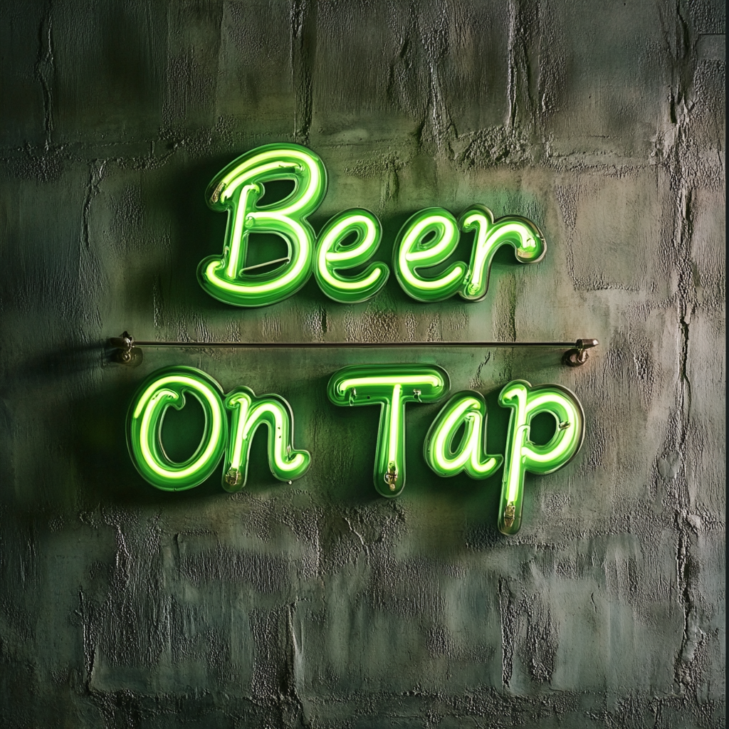 Beer On Tap - Green Neon Sign, 18 Inches
