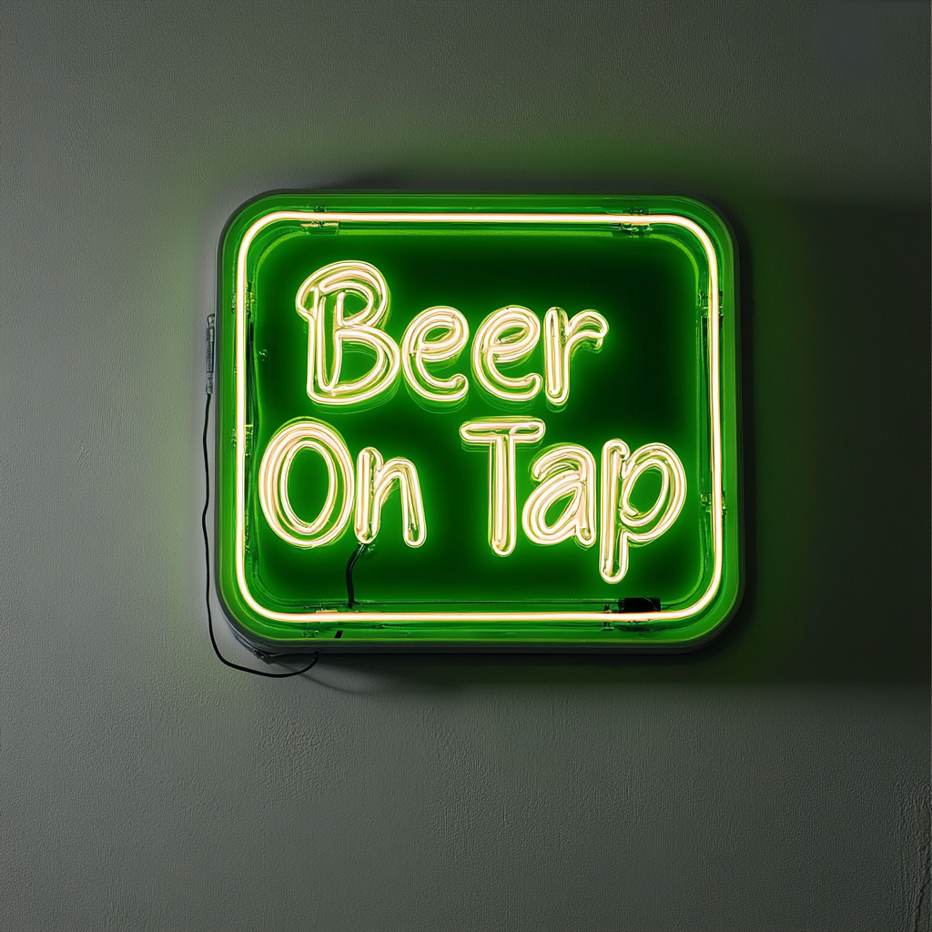 Beer On Tap - Green Neon Sign, 18 Inches