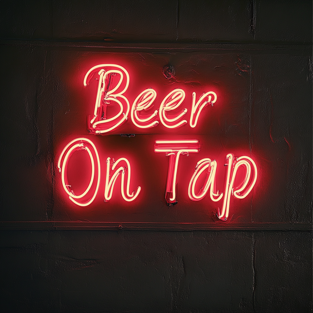 Beer On Tap - Red Neon Sign, 18 Inches