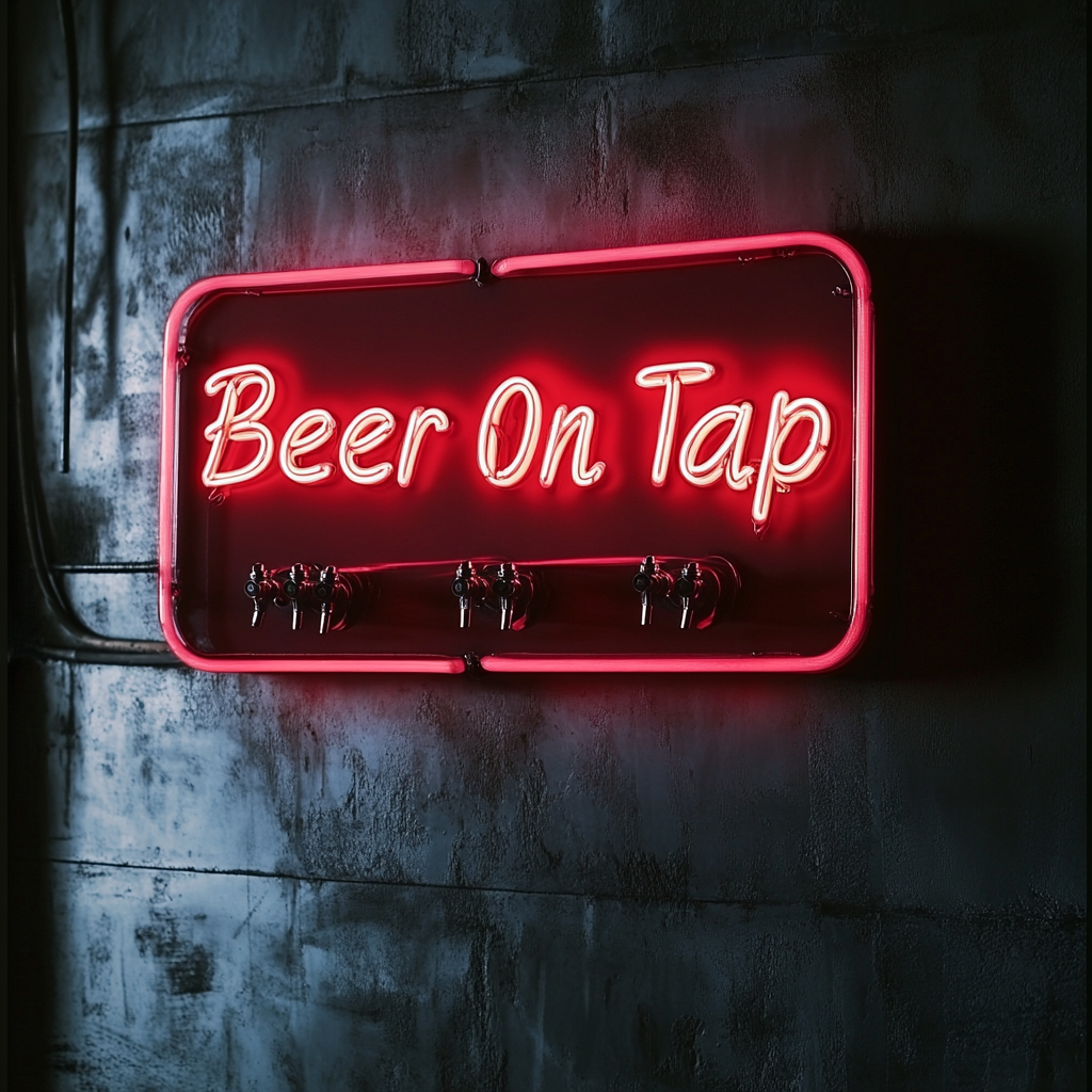 Beer On Tap - Red Neon Sign, 18 Inches