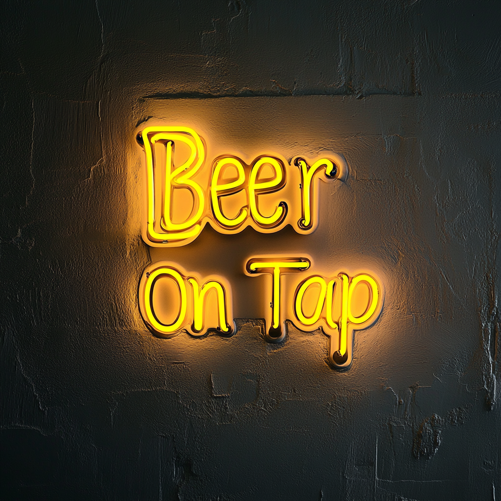 Beer On Tap - Yellow Neon Sign, 18 Inches