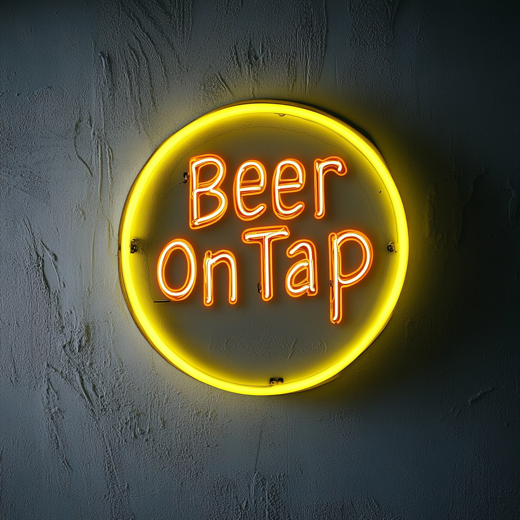 Beer On Tap - Yellow Neon Sign, 18 Inches