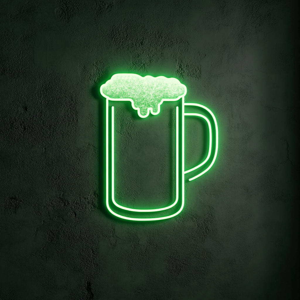 Beer Stein - Green Neon Sign, 18 Inches