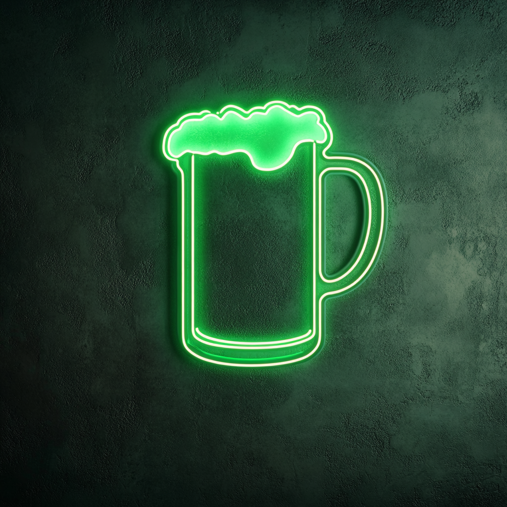 Beer Stein - Green Neon Sign, 18 Inches