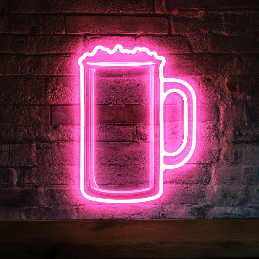 Beer Stein - Pink Neon Sign, 18 Inches