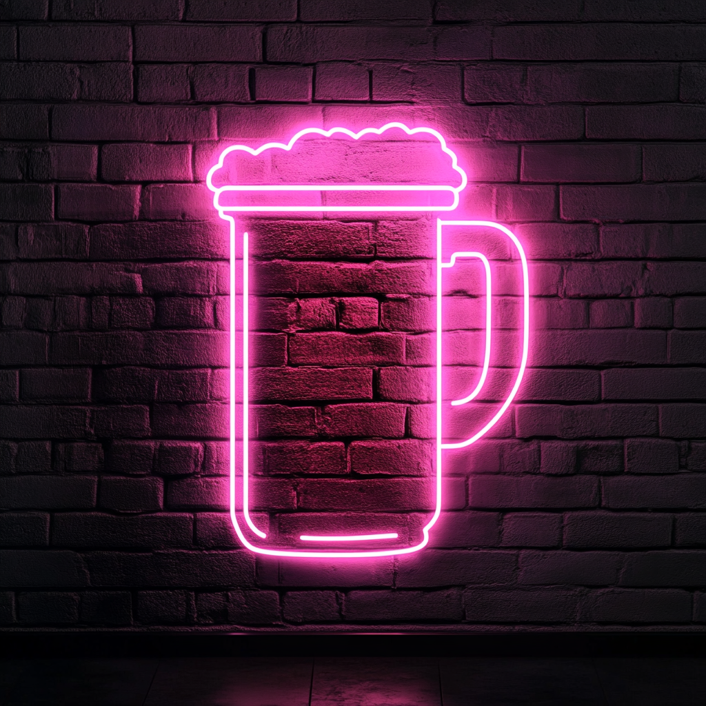 Beer Stein - Pink Neon Sign, 18 Inches