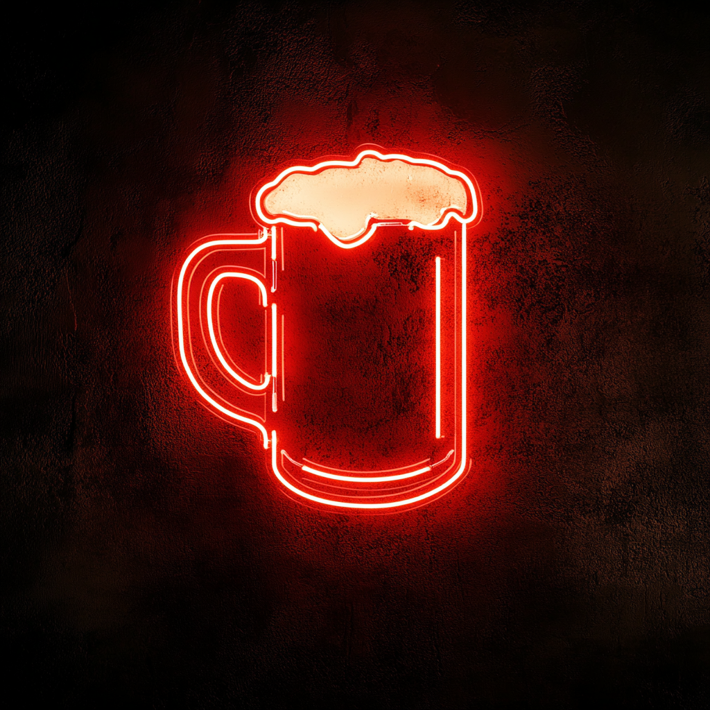 Beer Stein - Red Neon Sign, 18 Inches