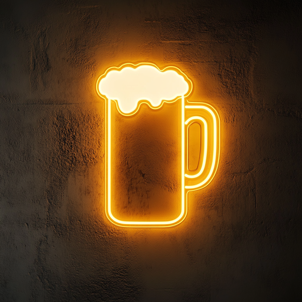 Beer Stein - Yellow Neon Sign, 18 Inches