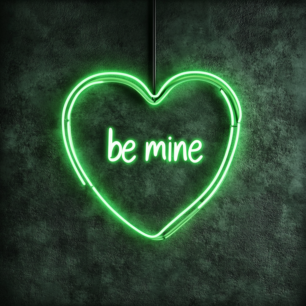 Be Mine - Green Neon Sign, 24 Inches