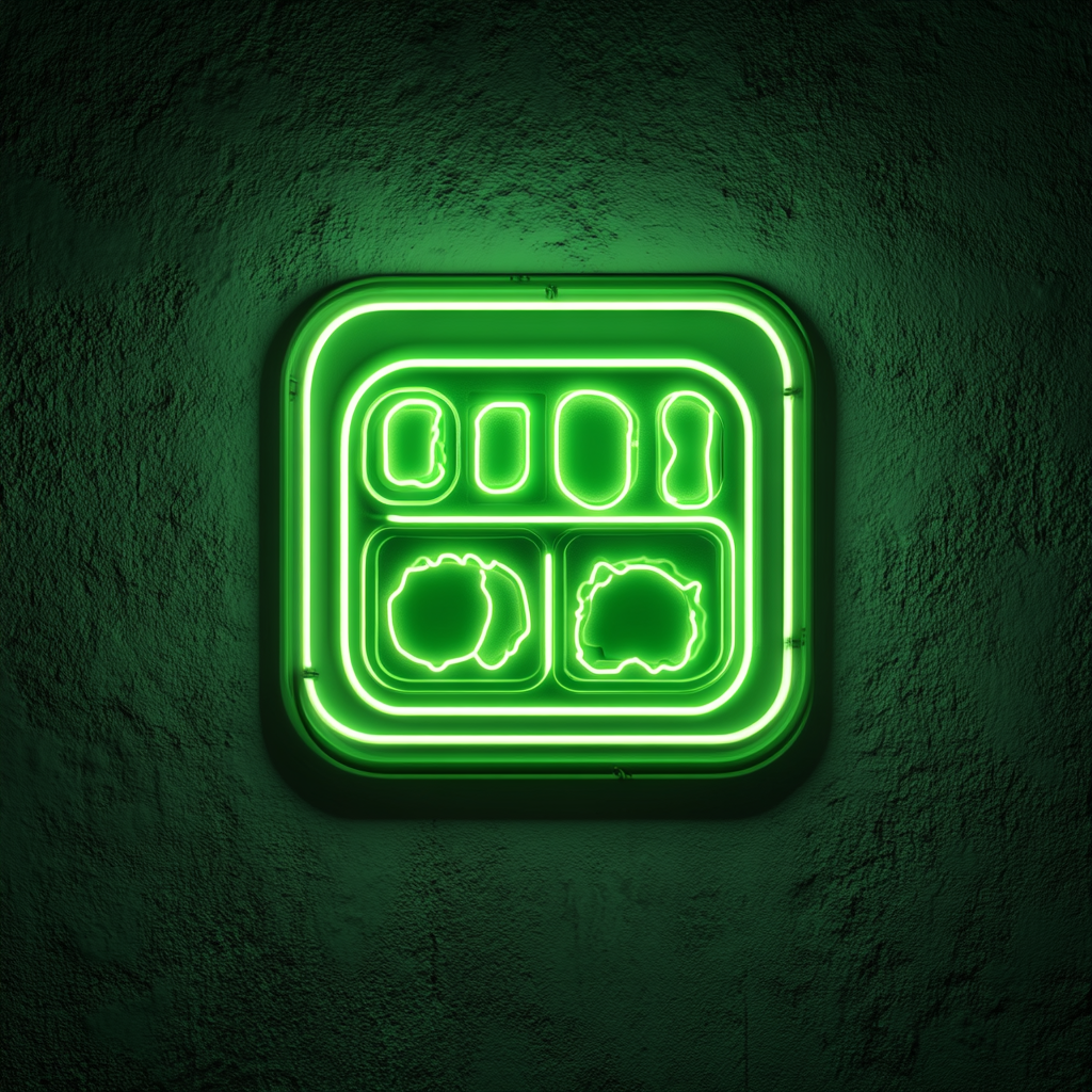 Bento Box with Sushi - Green Neon Sign, 18 Inches