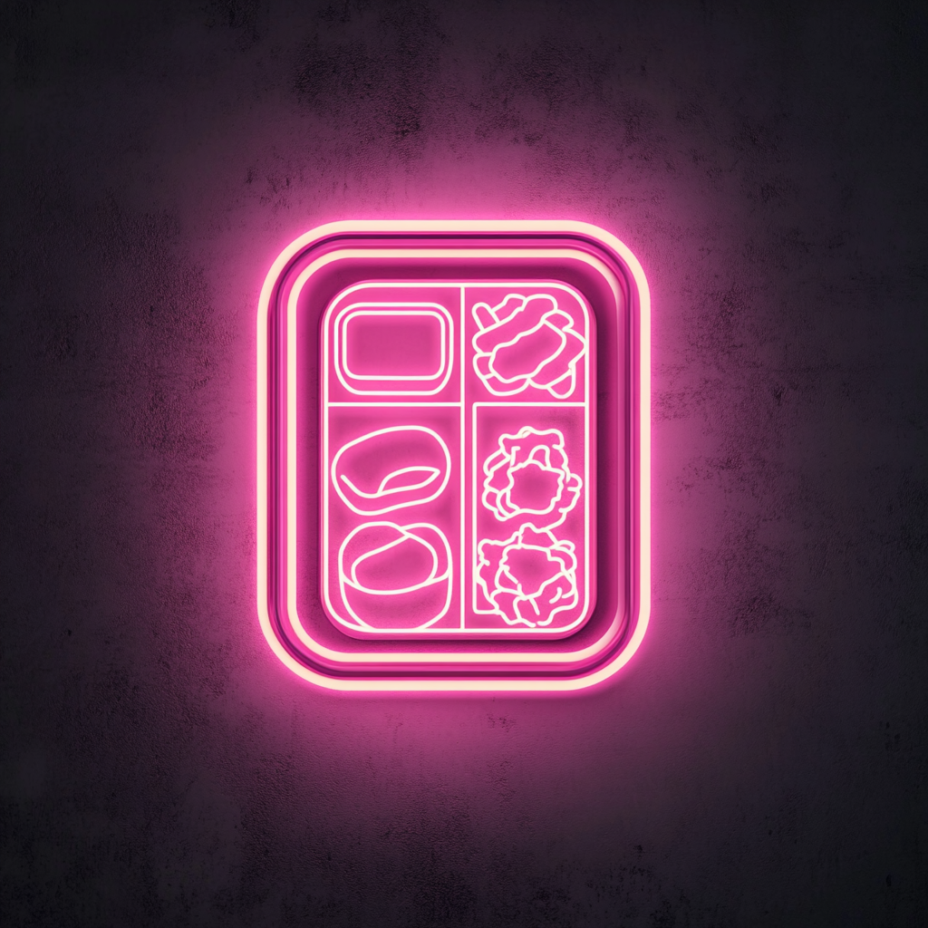 Bento Box with Sushi - Pink Neon Sign, 18 Inches