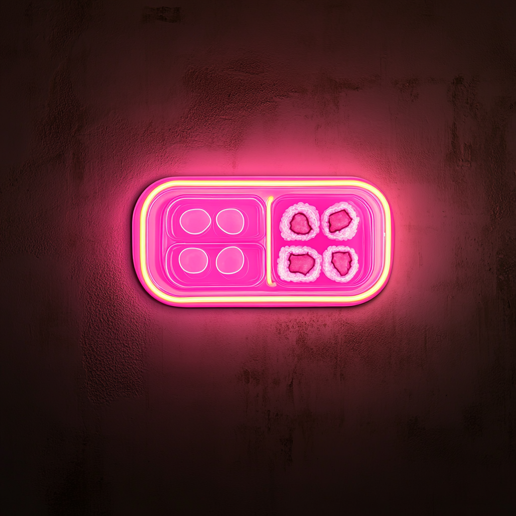 Bento Box with Sushi - Pink Neon Sign, 24 Inches