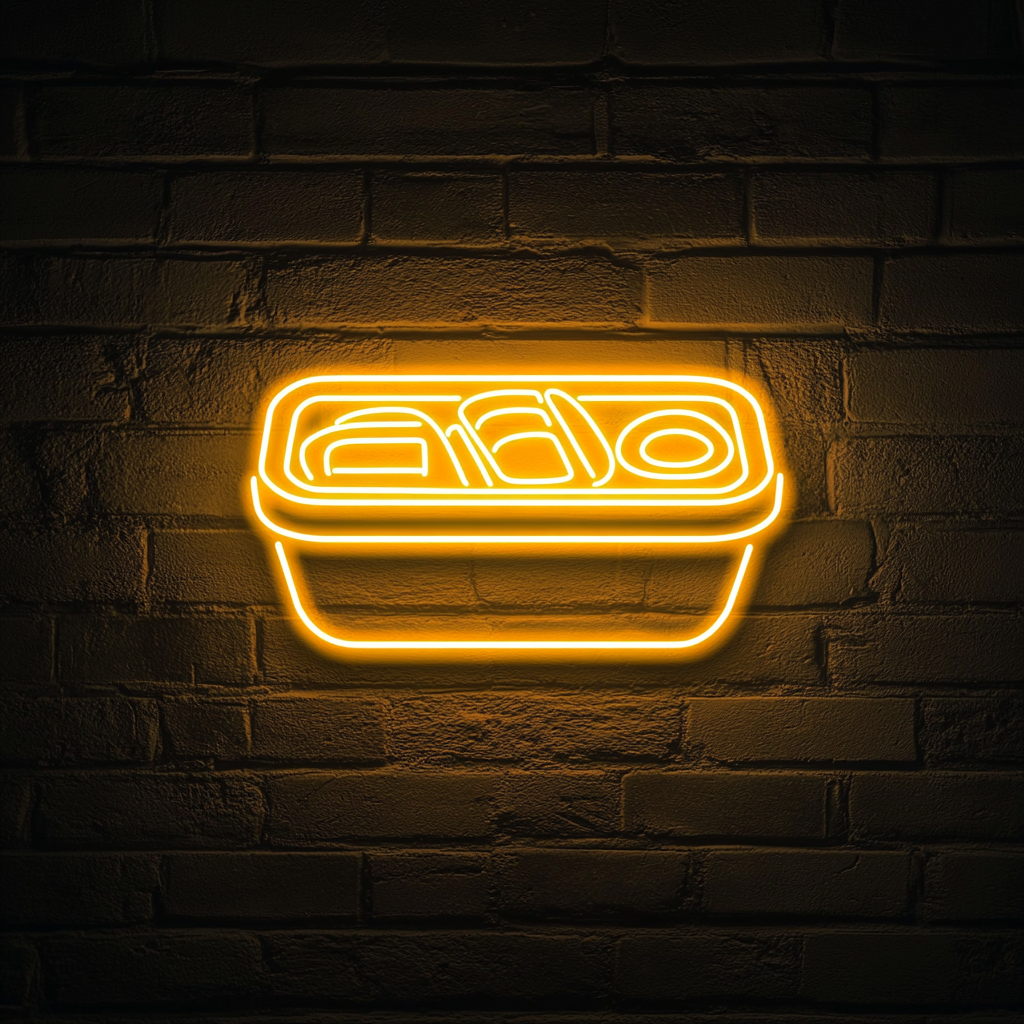 Bento Box with Sushi - Yellow Neon Sign, 18 Inches