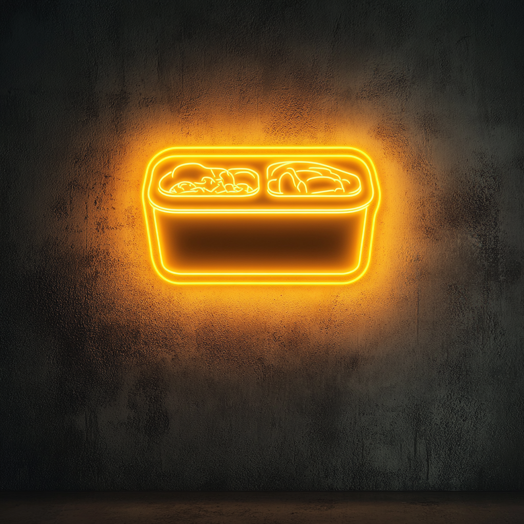 Bento Box with Sushi - Yellow Neon Sign, 24 Inches