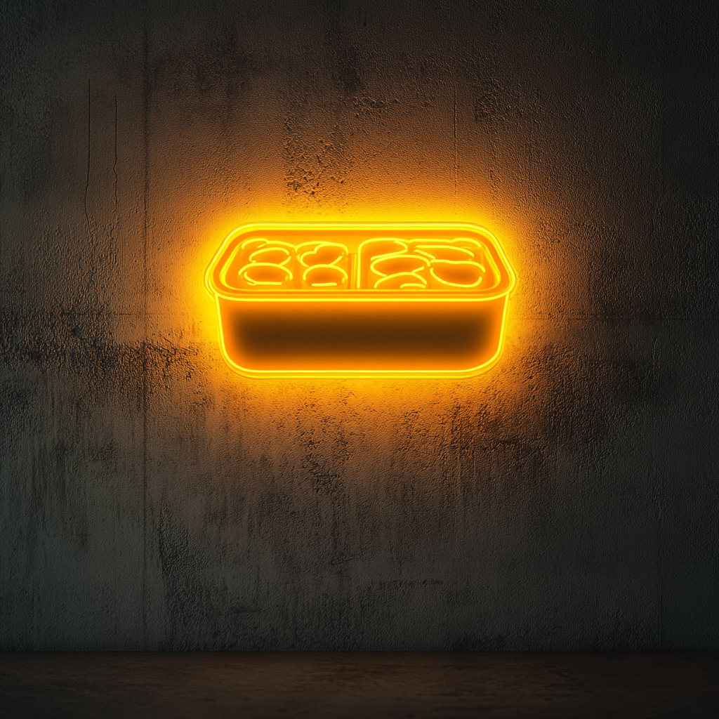 Bento Box with Sushi - Yellow Neon Sign, 24 Inches