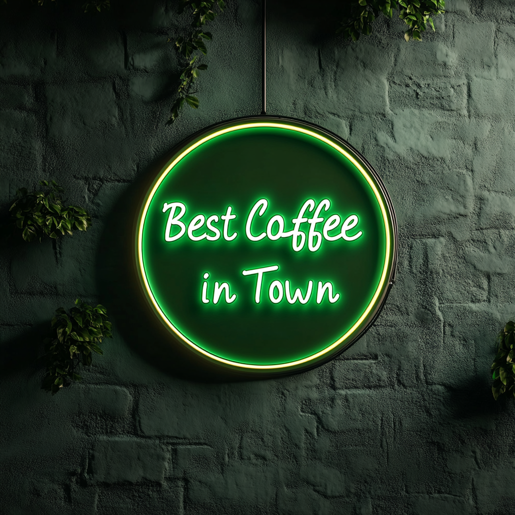 "Best Coffee in Town" - Green Neon Sign, 24 Inches