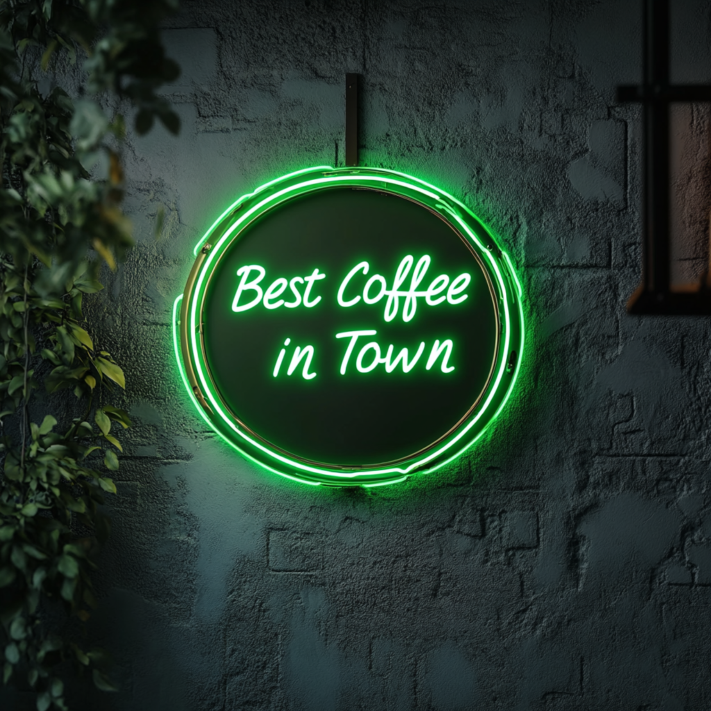 "Best Coffee in Town" - Green Neon Sign, 24 Inches