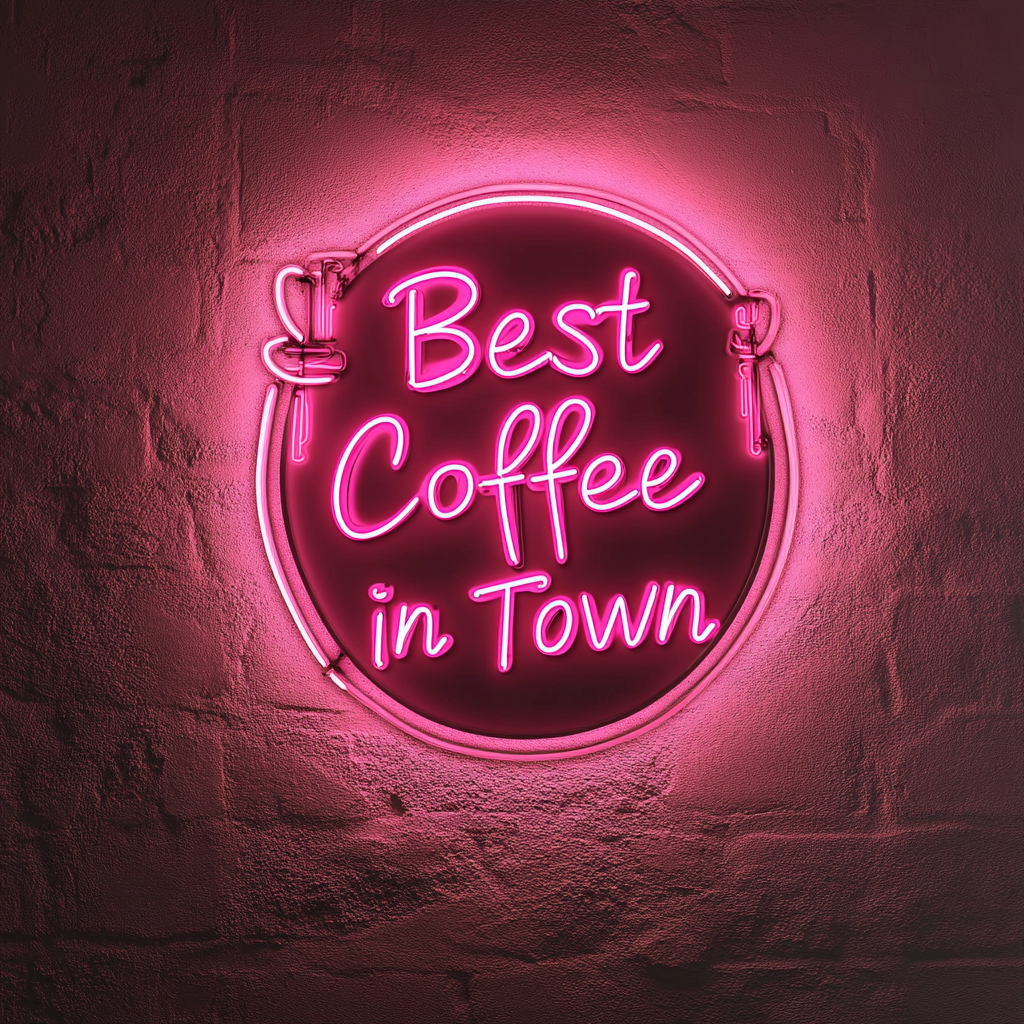 "Best Coffee in Town" - Pink Neon Sign, 24 Inches